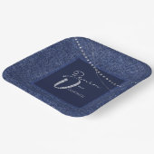 Denim en diamanten Papieren bord (Gebogen)