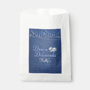 Denim en diamanten partij, aangepaste partij tasse bedankzakje