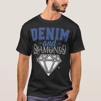 Denim en diamanten Stijlvol blauw denim T-shirt