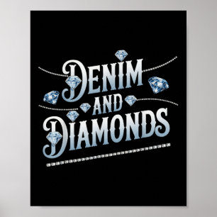 Denim en diamanten trendy Mode stijl Poster