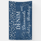 Denim en Diamanten Verjaardagsfeest Banner (Verticaal)