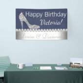 Denim en diamanten verjaardagsfeestbanner spandoek (Beurs)