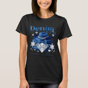Denim en diamanten westerse cowgirl glam stijl voo t-shirt