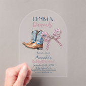 Denim en Diamond Disco Party Bachelorette Weekend Acryl Uitnodigingen (Insitu (Draagbaar))