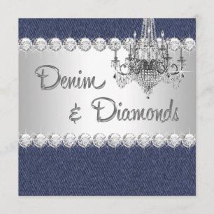 Denim en Diamond Feest Uitnodigingen