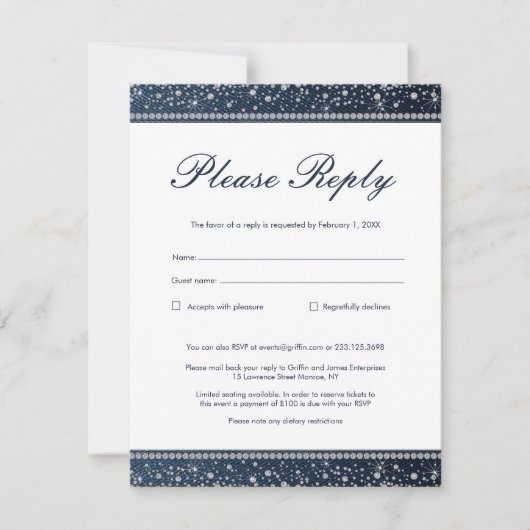 Denim en Diamonds beantwoorden RSVP-kaart Kaart (Voorkant)