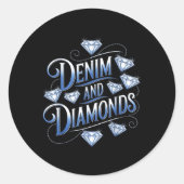 Denim en Diamonds Country Westerne Bachelorette Pa Ronde Sticker (Voorkant)