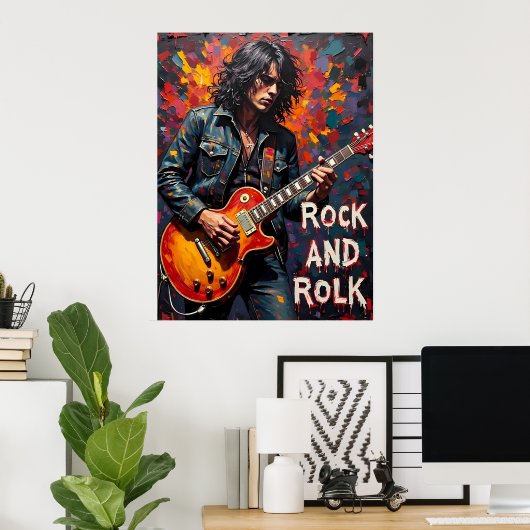 Denim en gitaar poster (Thuiskantoor)
