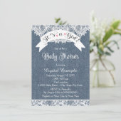 Denim en kant Baby shower Kaart (Staand voorkant)