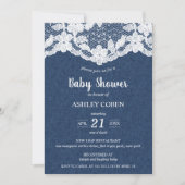 Denim en kant Baby shower uitnodiging (Voorkant)