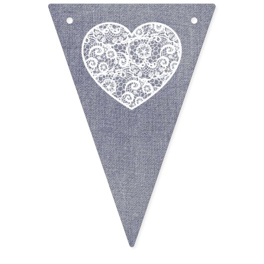 Denim en Kant Hart Bunting Banner Vlaggen (Eerste vlag)