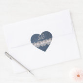 Denim en Kant Monogram Envelope Seal Hart Sticker (Envelop)