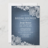 Denim en Lace Bridal Shower Invitation Kaart (Voorkant)