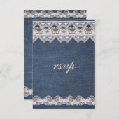  Denim en Lace RSVP Wedding Invitation (Voorkant / Achterkant)