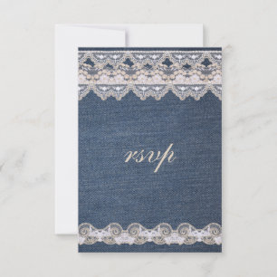  Denim en Lace RSVP Wedding Invitation