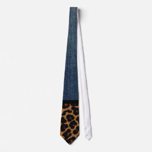 Denim en Leopard Stropdas