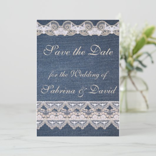 Denim en Losse sparen de Datum Save The Date (Staand voorkant)