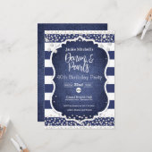 Denim en parels 40e verjaardag uitnodiging (Voorkant / Achterkant in situ)