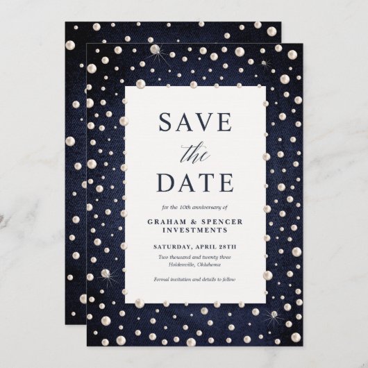 Denim en Pearl slaan de datumkaart op Kaart (Voorkant / Achterkant)