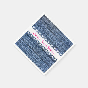 Denim en Ribbon Design Paper Napkins Servetten