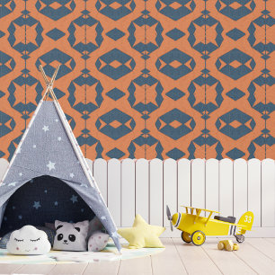 Denim en terracotta patroon behang