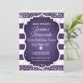Denim et diamants pourpres Invitation d'anniversai (Debout devant)