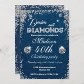 Denim et Diamonds invitation Chic fête d'anniversa (Devant / Derrière)
