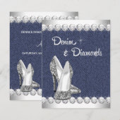 Denim et Diamonds Invitations de fête d'anniversai (Devant / Derrière)