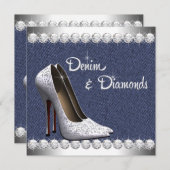 Denim et Diamonds Invitations de fête d'anniversai (Devant / Derrière)