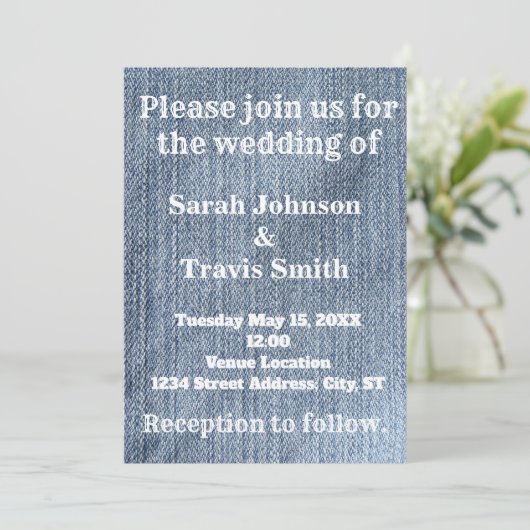 Denim et Lace Faire-part de mariage (Debout devant)