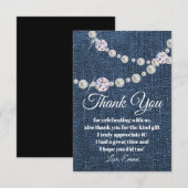 denim et perle de diamant, carte de remerciements (Devant / Derrière)