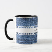 Denim et ruban Conception de café Mug (Gauche)