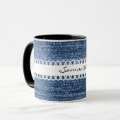 Denim et ruban Conception de café Mug (Devant gauche)