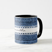 Denim et ruban Conception de café Mug (Devant droit)