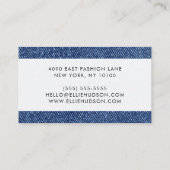 Denim Fabric, Denim Texture, Blue Denim, Jeans Visitekaartje (Achterkant)