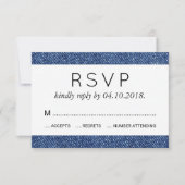 Denim Fabric, Denim Texture, Blue Denim, Wedding RSVP Kaartje (Voorkant)