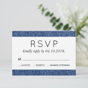 Denim Fabric, Denim Texture, Blue Denim, Wedding RSVP Kaartje