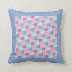 Denim Faux Patchwork, Pinks, Blues Kussen
