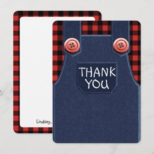 Denim & Flannel Schattige als een Button Thank You Kaart (Voorkant / Achterkant)