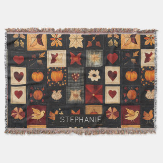 Denim Folk Art Quilt Patroon | rustieke herfstpatc Deken