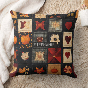 Denim Folk Art Quilt Patroon rustieke herfstpatc Kussen