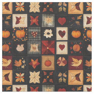 Denim Folk Art Quilt Patroon rustieke herfstpatc Stof