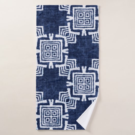 Denim gekleurde tribale etnische naadloze patroon badhanddoek (Badhanddoek)