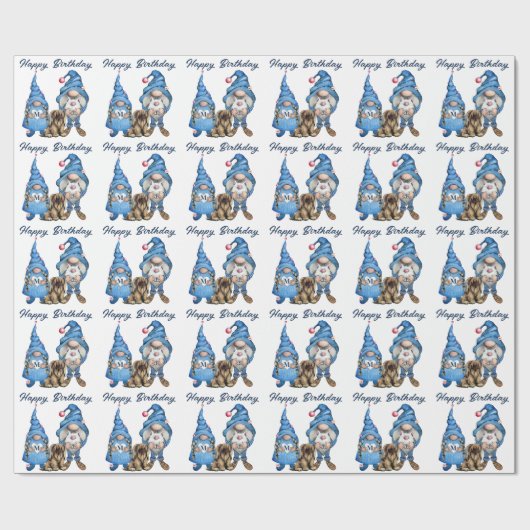 Denim Gnomes Pattern Cadeaupapier (Vlak)