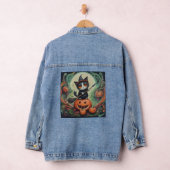 Denim grillige heksenkat en pompoen Halloween Denim Jacket (Hangar)