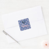 Denim Heart Valentine's Day Décor Plaid  Vierkante Sticker (Envelop)