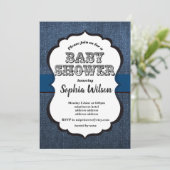 Denim Invitation , Baby shower Kaart (Staand voorkant)