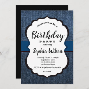Denim Invitation, verjaardagsfeest Kaart