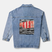Denim Jacket – Red Pulse Abstract Design (Verso)
