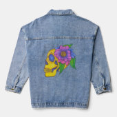 Denim Jacket With Abstract Skull and Flower Art (Verso)
